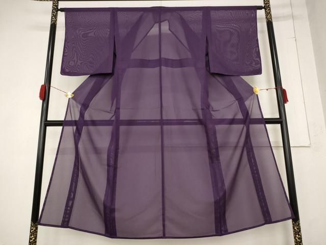 平和屋着物＊夏物 色無地 絽 葡萄色 洗える着物 AABB0575st