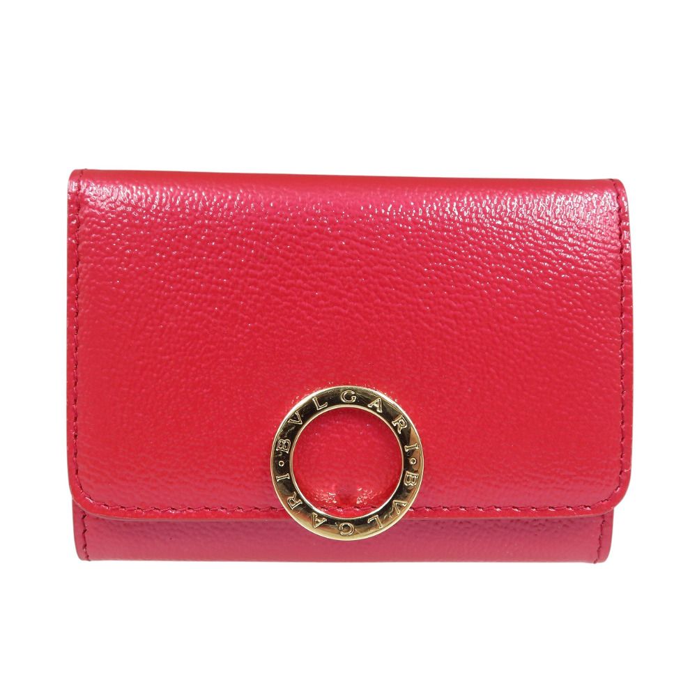 ブルガリ レザー ゴールド金具 レッド クリップ カードケース 名刺入れ 1015 BVLGARI
