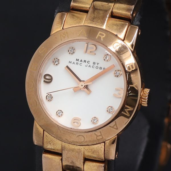 稼動 QZ 良品 マークバイマークジェイコブス 石付 MBM3078 白文字盤 