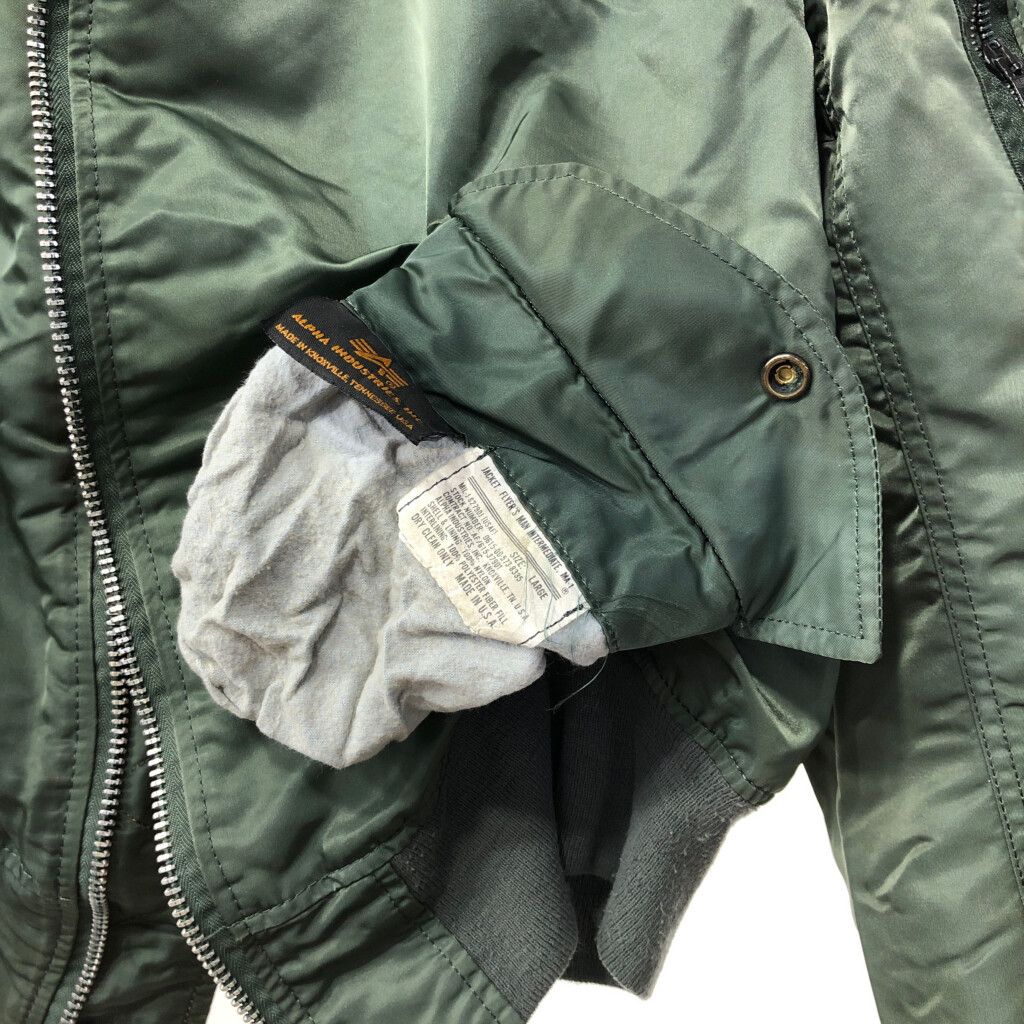 USA製 ALPHA INDUSTRIES アルファ インダストリーズ MA-1 フライトジャケット ミリタリー セージグリーン (メンズ L) 中古  古着 Q5193 - メルカリ