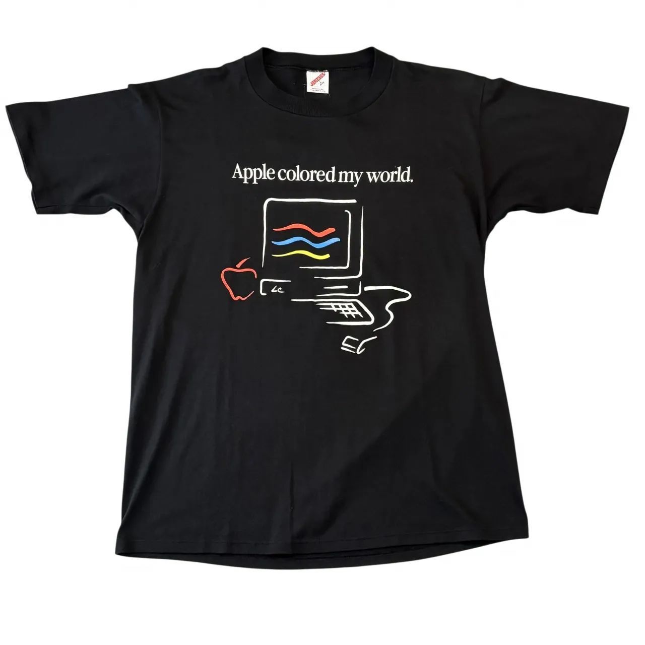 USA製 90s Apple colored my world S/S TEE アップル Tシャツ L 黒 