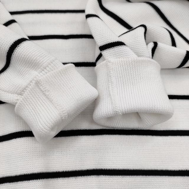 emmi 10th emmiロゴミラノリブトップス 定価15400円 ボーダー コットン ニット 25SS ホワイト ブラック レディース エミ【中古】5-0718M♪ emmi 10th emmiロゴミラノリブトップス 定価15400円 ボーダー コットン