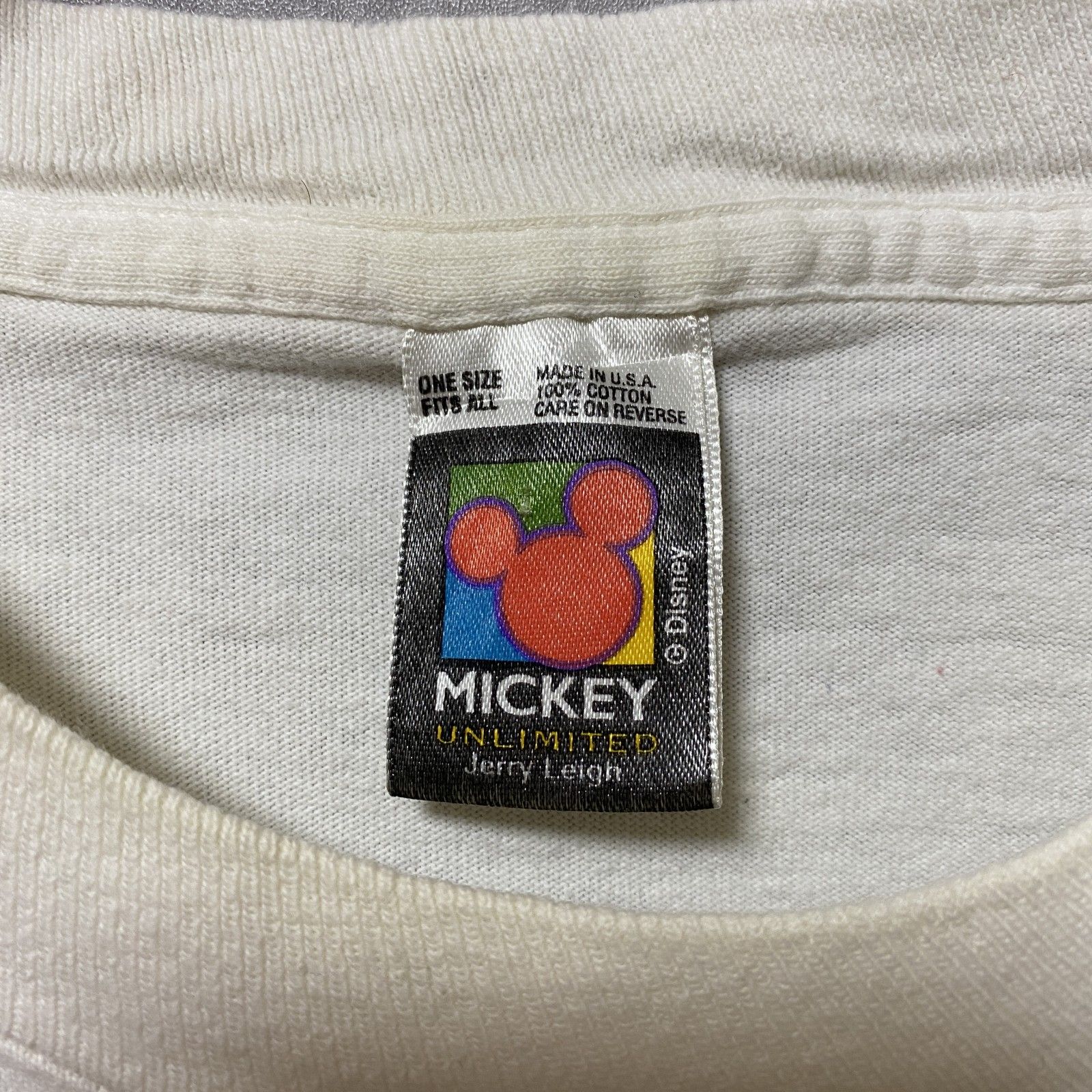 古着 used　90s　Disney　ディズニー　半袖プリントデザインTシャツ　白　ホワイト　ミッキーマウス　レトロ　USA製