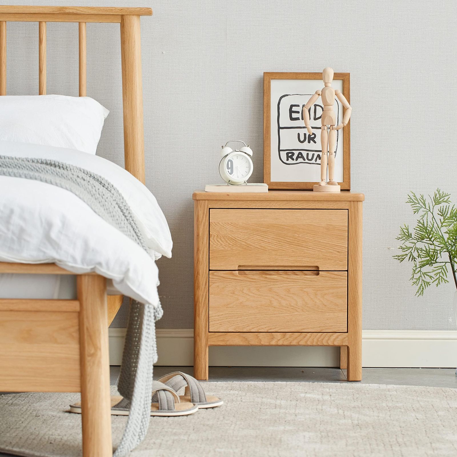 数量 アメリカオークウッド ベッドサイドテーブル ライトスタンド ナイトテーブル モダンなインテリア 木製 無垢材 完成品 RONG ソファスタンドエンド ランプテーブル 引き出し付き MU 小物収納 幅45cmx奥37cmx高さ49cm ナチュラル