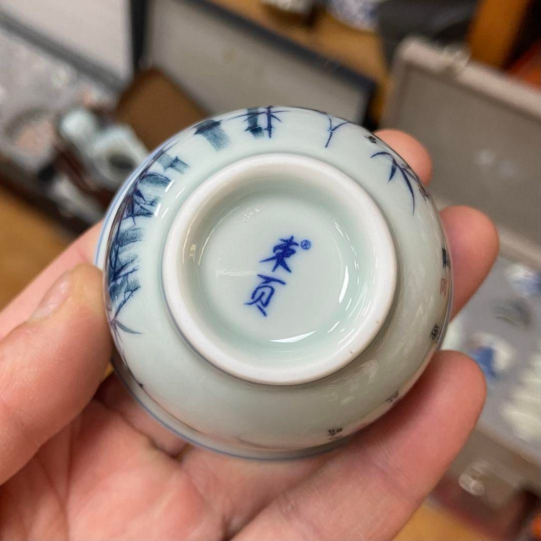 偲】中国宜興 紫砂壺 急須 煎茶碗5客 人物風景図 中国古美術