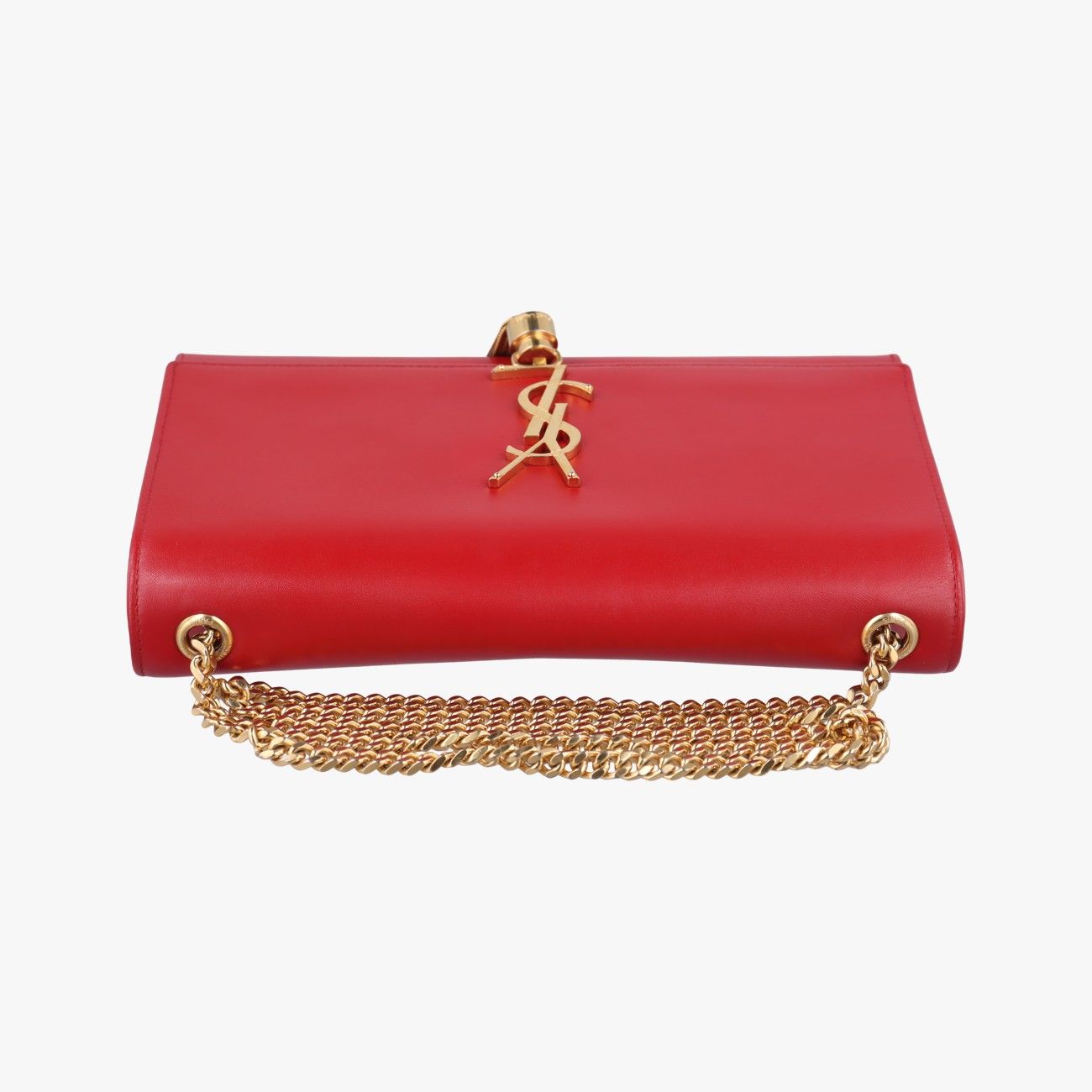 YSL リヴゴーシュ ★新品 ゴールドに赤いハートのストレッチギャザースカート イヴサンローランYves Saint Laurentケイトレッドレザー