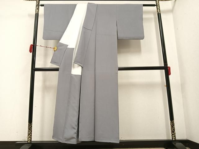 平和屋着物○上質な色無地 作家物 草木染 桔梗鼠色 正絹 逸品