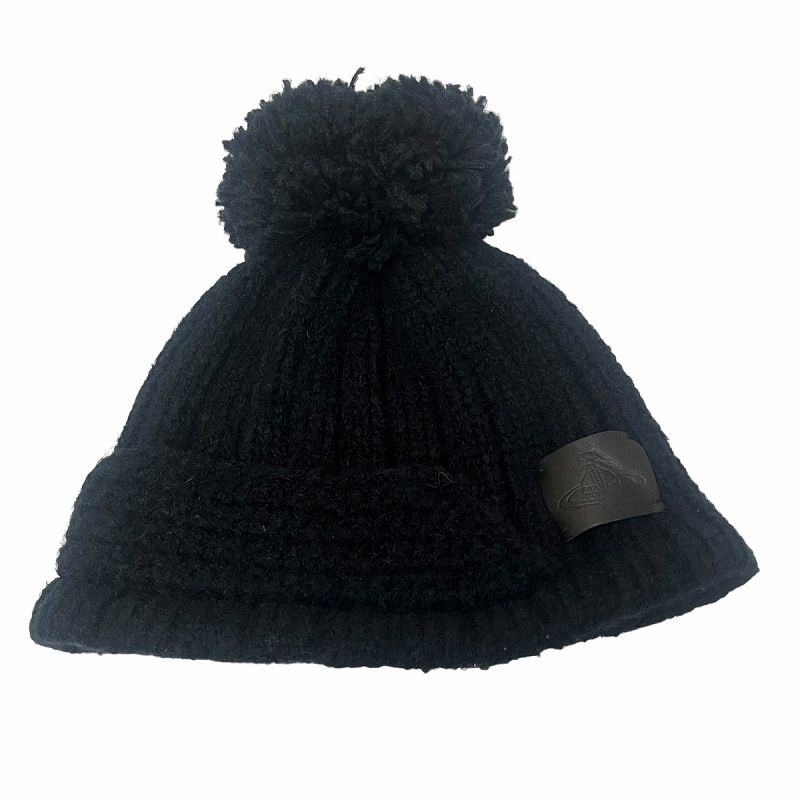Vivienne Westwood ブラックニット帽 すぐ届く【Vivienne Westwood】完売! ORB KNIT FLAP WATCH CAP