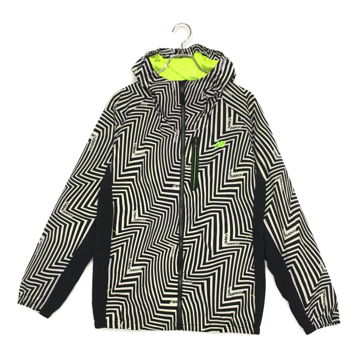 メンズ ニューバランスゴルフ New Balance golf フルジップアウター 4 M 黒×白 ダブルジップ メッシュ裏地 総柄