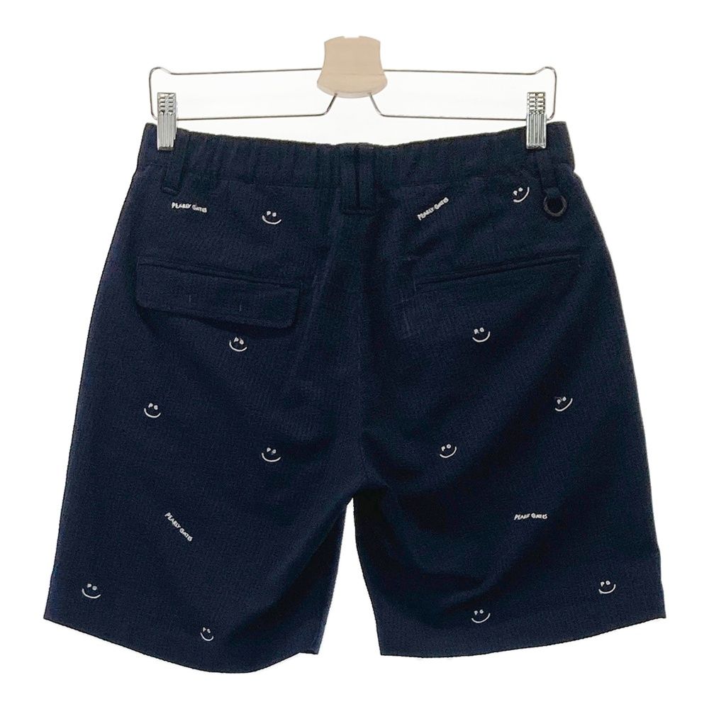 サイズ 4 PEARLY GATES パーリーゲイツ ハーフパンツ シアサッカー ニコちゃん総柄 ネイビー系 240101534644 ゴルフウェア メンズ ストスト