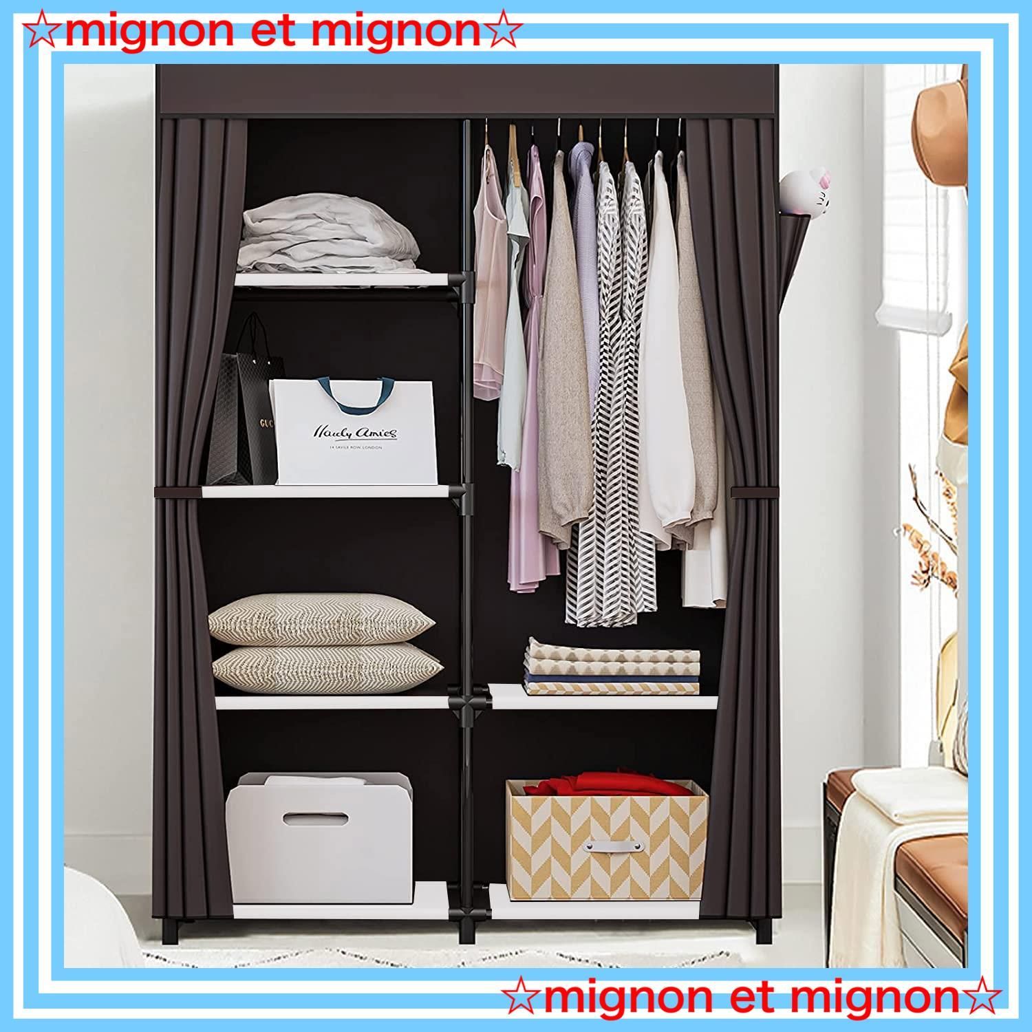 ハンガーラック特集 通販 - リビングート ポンパレモール店 ワードローブ 列 大容量クローゼット不織布カバー ワードローブ 1列 大容量クローゼット不織布カバー付き シンプル収納棚8