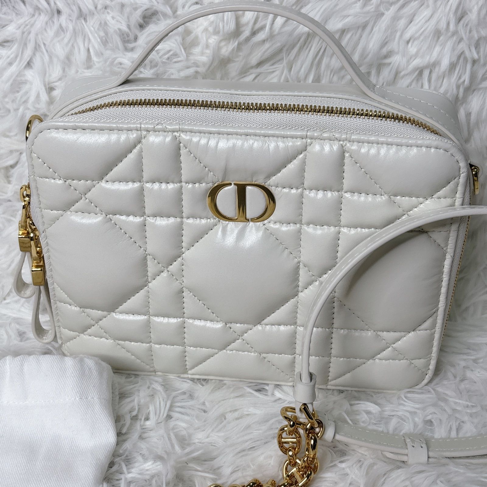Christian Dior ディオール ホワイト ショルダーバッグ ボックスバッグ 