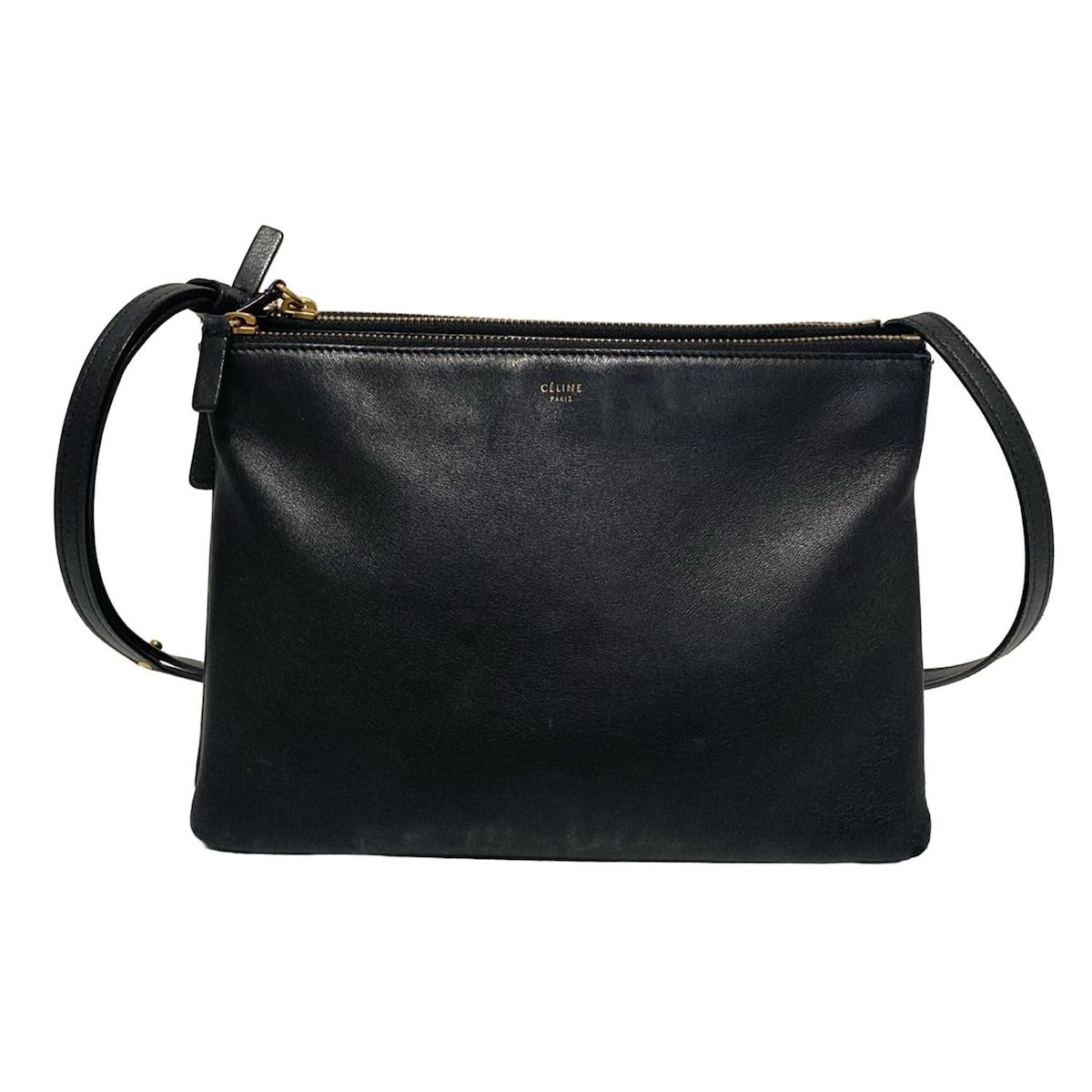 CELINE セリーヌ ショルダーバッグ トリオラージ 黒 レザー
