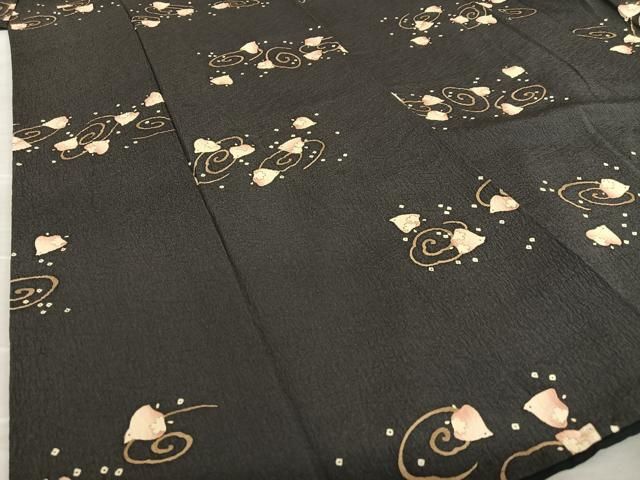 平和屋着物▽上質な小紋 単衣 変わり縞 黒地 正絹 逸品 AAAV2757fy