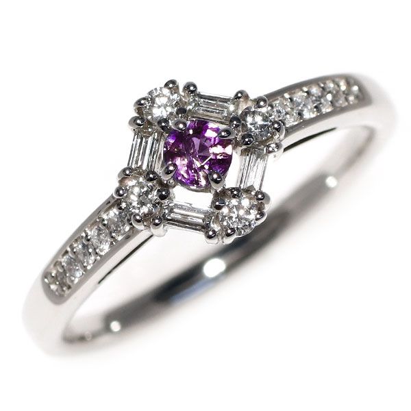 希少 Pt900 アレキサンドライト ダイヤモンド リング 0.14ct D0.28ct  
