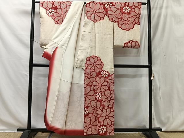 平和屋着物●訪問着　駒刺繍　絞り　舞桜文　暈し染め　金彩　正絹　逸品　AAAZ7281zg 平和屋着物○訪問着 駒刺繍 絞り 舞桜文 暈し染め 金彩