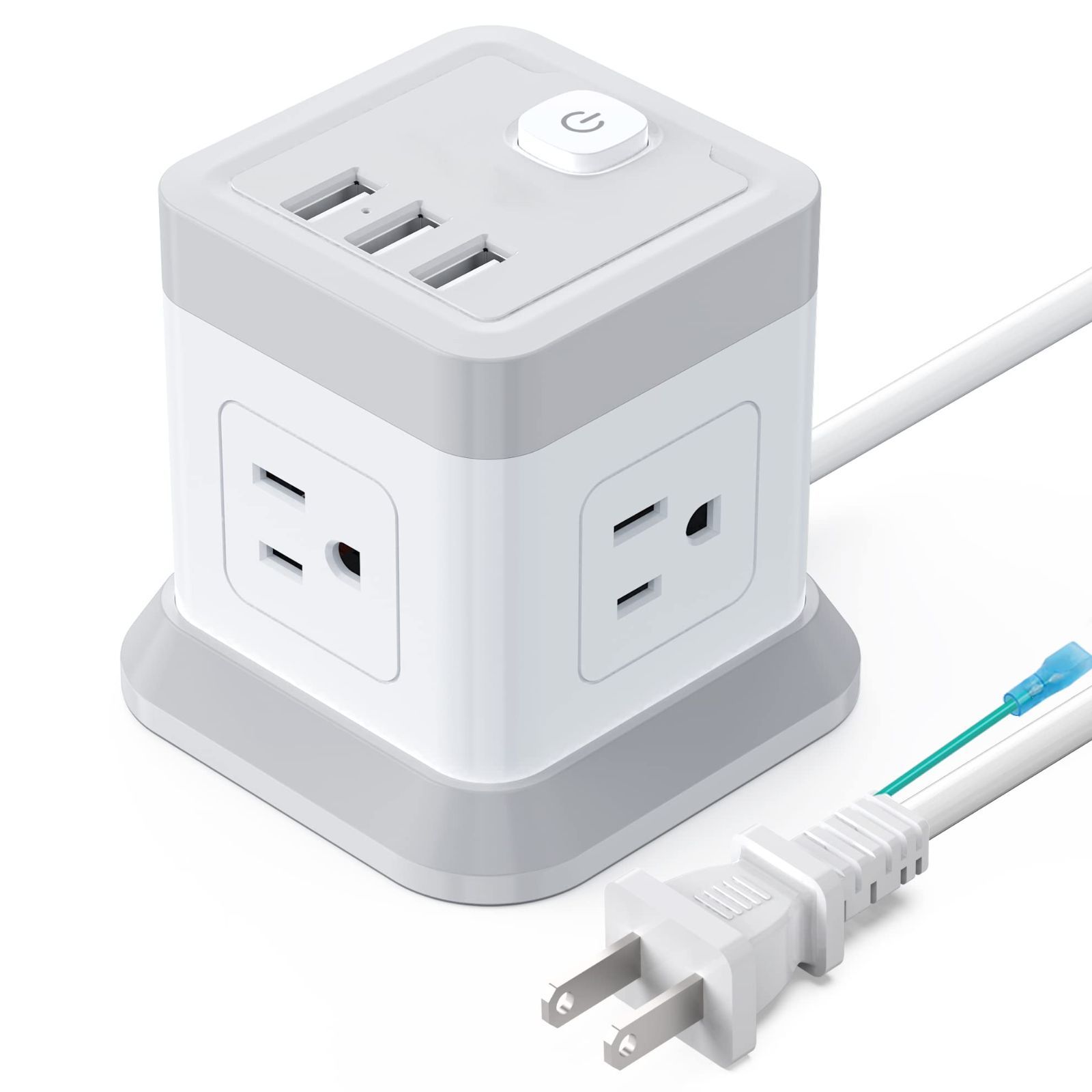 【人気商品】延長コード USB電源タップ 低重心キューブ型 BEVA より安定感持ち 小型マルチタップ ４個ACソケット＆3USB充電ポート付き コンセント1.5m アース付き