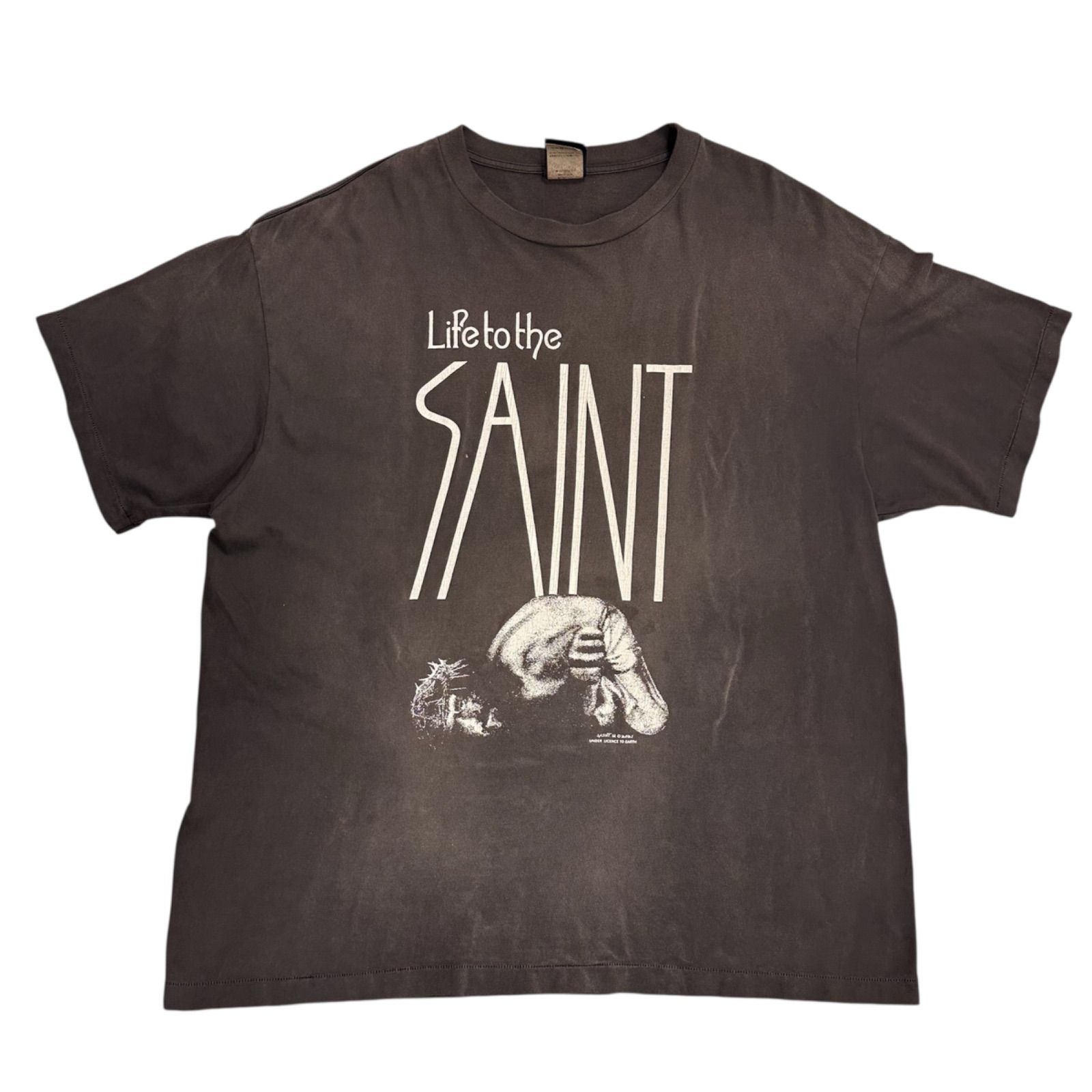 68 SAINT MICHAEL セントマイケル 品番 SM-S22-0000-018 SS TEE LttS 加工 半袖Ｔシャツ チャコール系