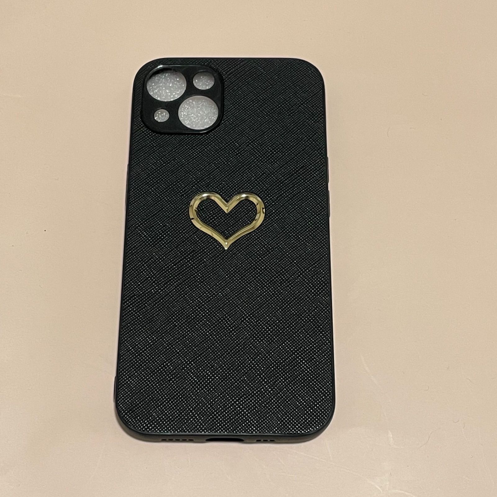 iPhoneケース 黒 ブラック ハート 金 - メルカリ