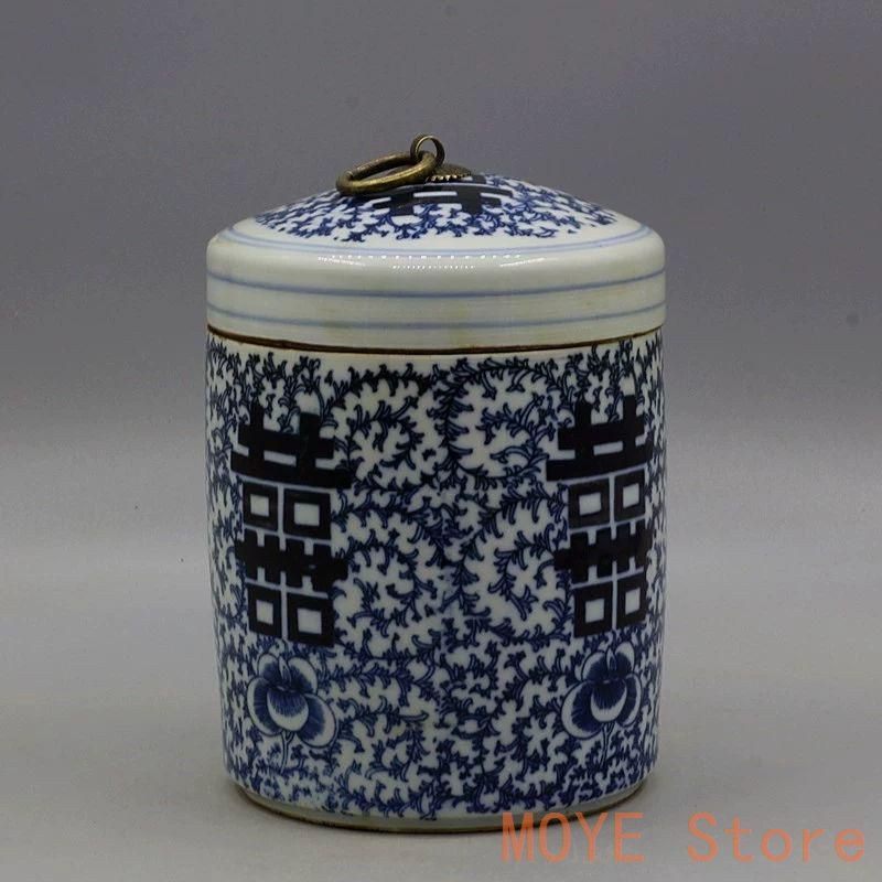 清四喜銅環蓋缶 納物缶 茶道具 景徳鎮 陶磁器 装飾品 現代工芸品