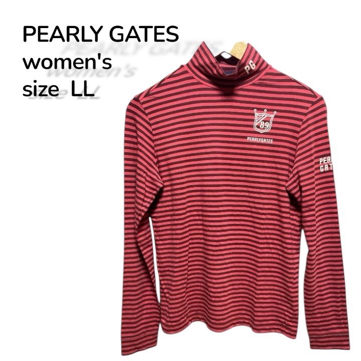 美品❗️パーリーゲイツ　レディース　長袖シャツ　ボーダー　サイズ1 PEARLY GATES パーリーゲイツ レディース モックネック 長袖シャツ LL