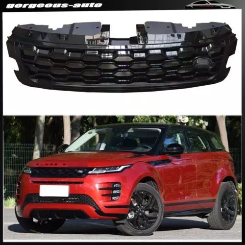 フロントグリルガーニッシュ 【 レンジローバー イヴォーク evoque 】専用 ABS グリルカバー 外装 ブラック 2016年～ 　 : 車用フロントグリル グリル 土地用 ローバー用 レンジ用