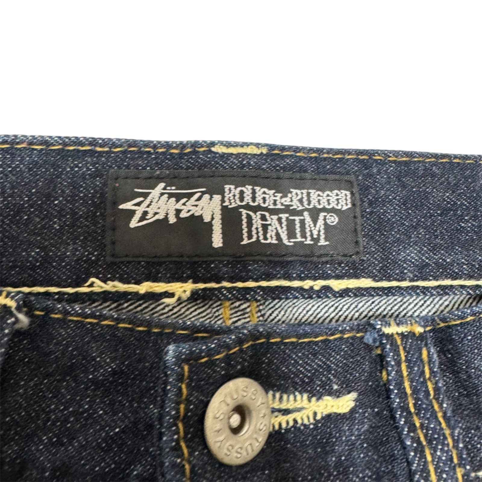 超希少」STUSSY ペイントロゴ デニムパンツ インディゴ - メルカリ