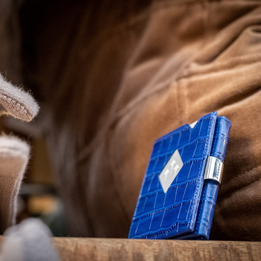 ミニ コンパクト 財布 RFIDブロッキング 小銭入れあり 牛革 ミニ財布 レザー 三つ折り財布 小さい財布 本革 EXM 505 メンズ マルチウォレット レディース エキセントリ カイマンブルー EXENTRI