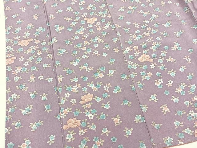 平和屋着物○上質な小紋 舞花文 夜桜 墨黒地 金彩 鬼しぼ縮緬