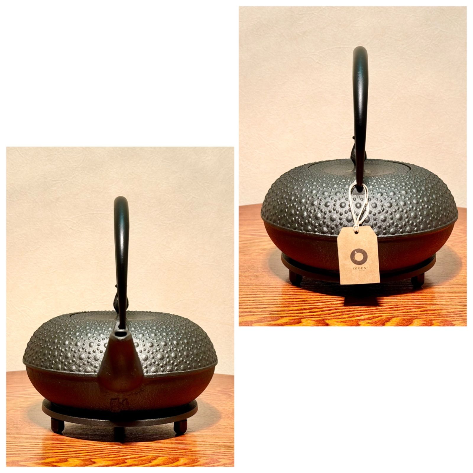 新品・未使用品】□OIGEN／及源鋳造□鉄瓶／東雲亀甲／1L□瓶敷／亀甲 