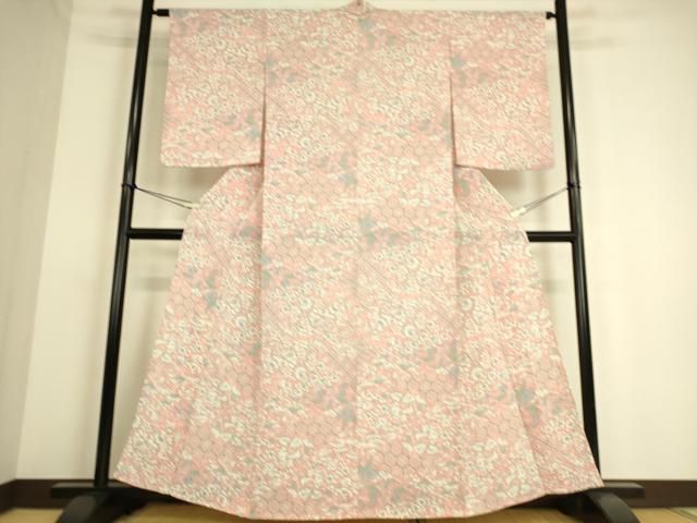 平和屋着物■上質な小紋　辻が花　鬼しぼ縮緬　正絹　逸品　CABF4344ev 平和屋着物▽上質な小紋 単衣 辻が花 鬼しぼ縮緬 正絹 逸品 DAAS0185az