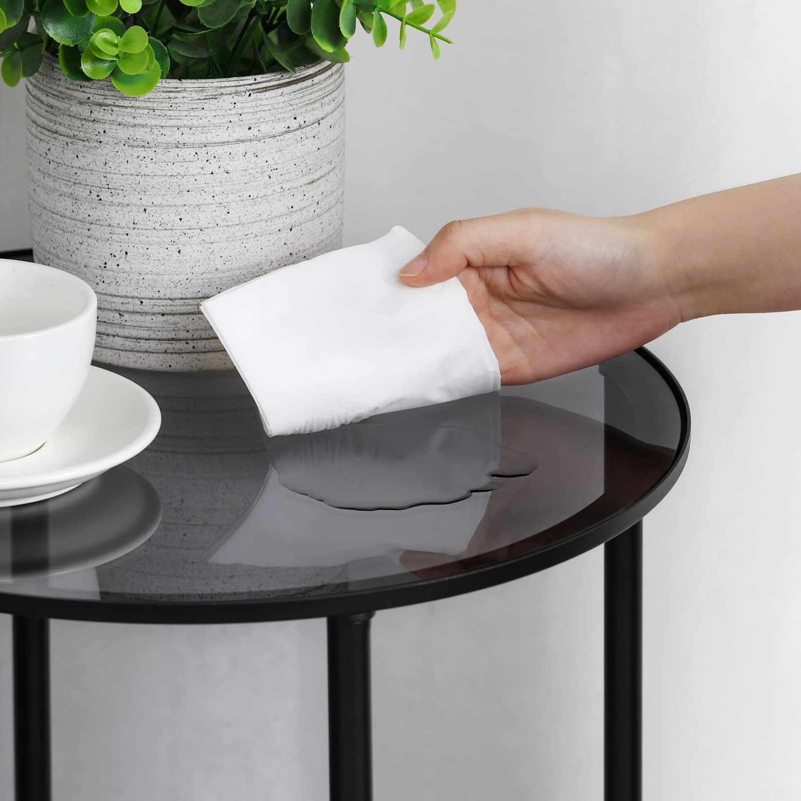 丸型 おしゃれ ミニテーブル コーヒーテーブル ソファ横 ベッド横 2段 ベッドサイドテーブル 幅50×奥行50×高さ50㎝ ソファーテーブル ガラス 丸 サイドテーブル Artloge MARWIL-DEMENAGEMENTS_CH