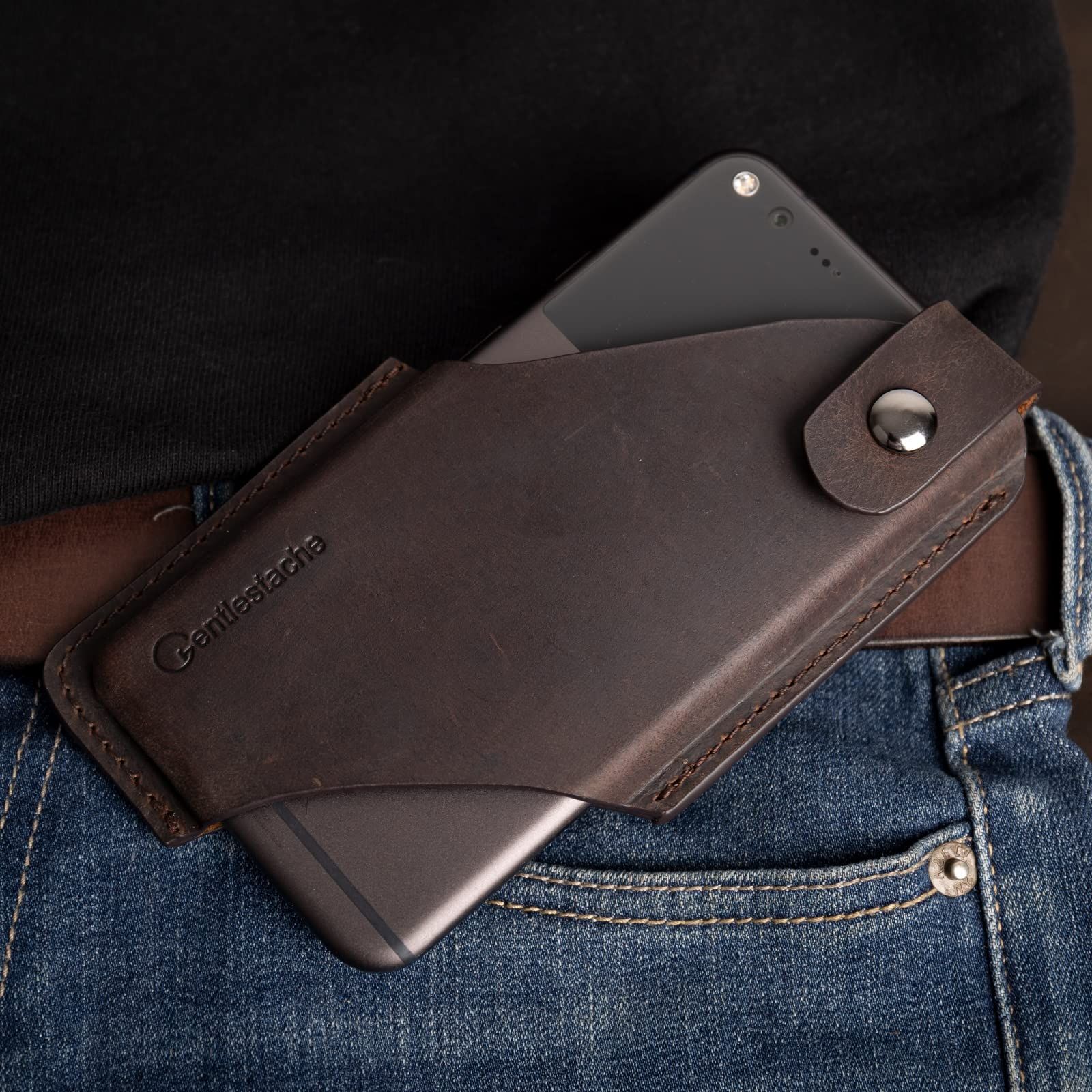 Gentlestache レザー携帯ホルスター ベルトクリップ付き、iPhone