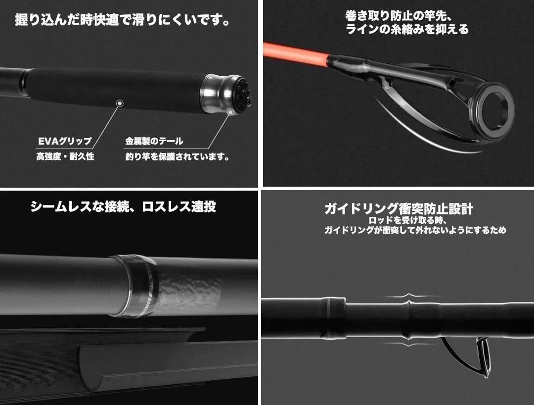 YU58 ロッド コンパクト 釣り竿 投げ竿 釣竿 炭素繊維 伸縮式 5.4m