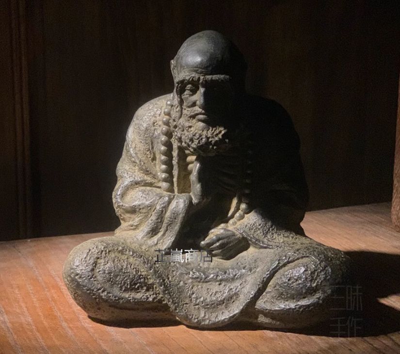 極細工 仏教古美術 仏像 石窟 坐相 ダルマ 石仏 仏像 装飾 置物 装飾 収蔵