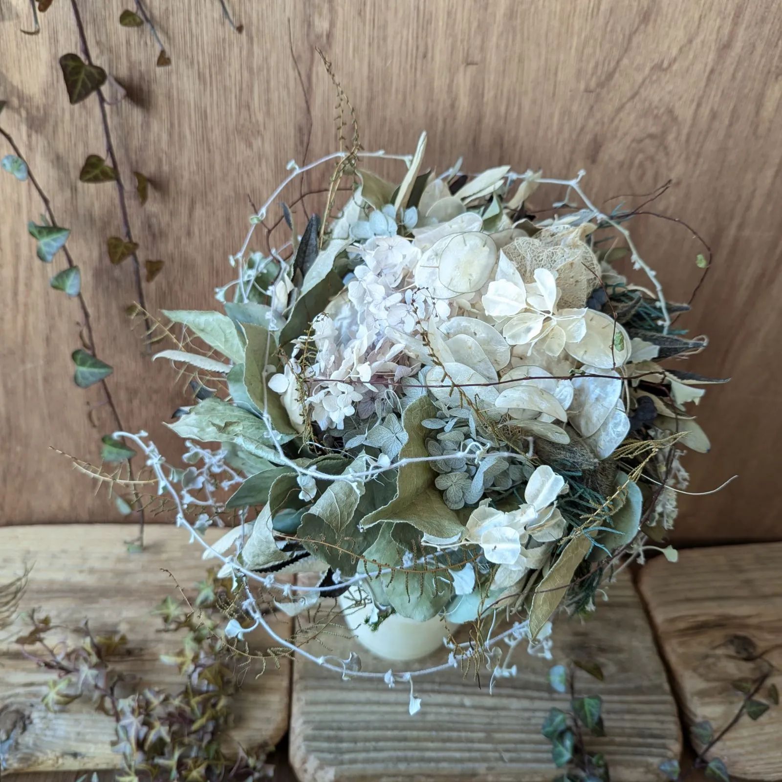 専用Wedding&Interior＊くすみ系白グリーンドライフラワーブーケ 感謝sale＊Wedding&Interior bouquet＊くすみ系白グリーン