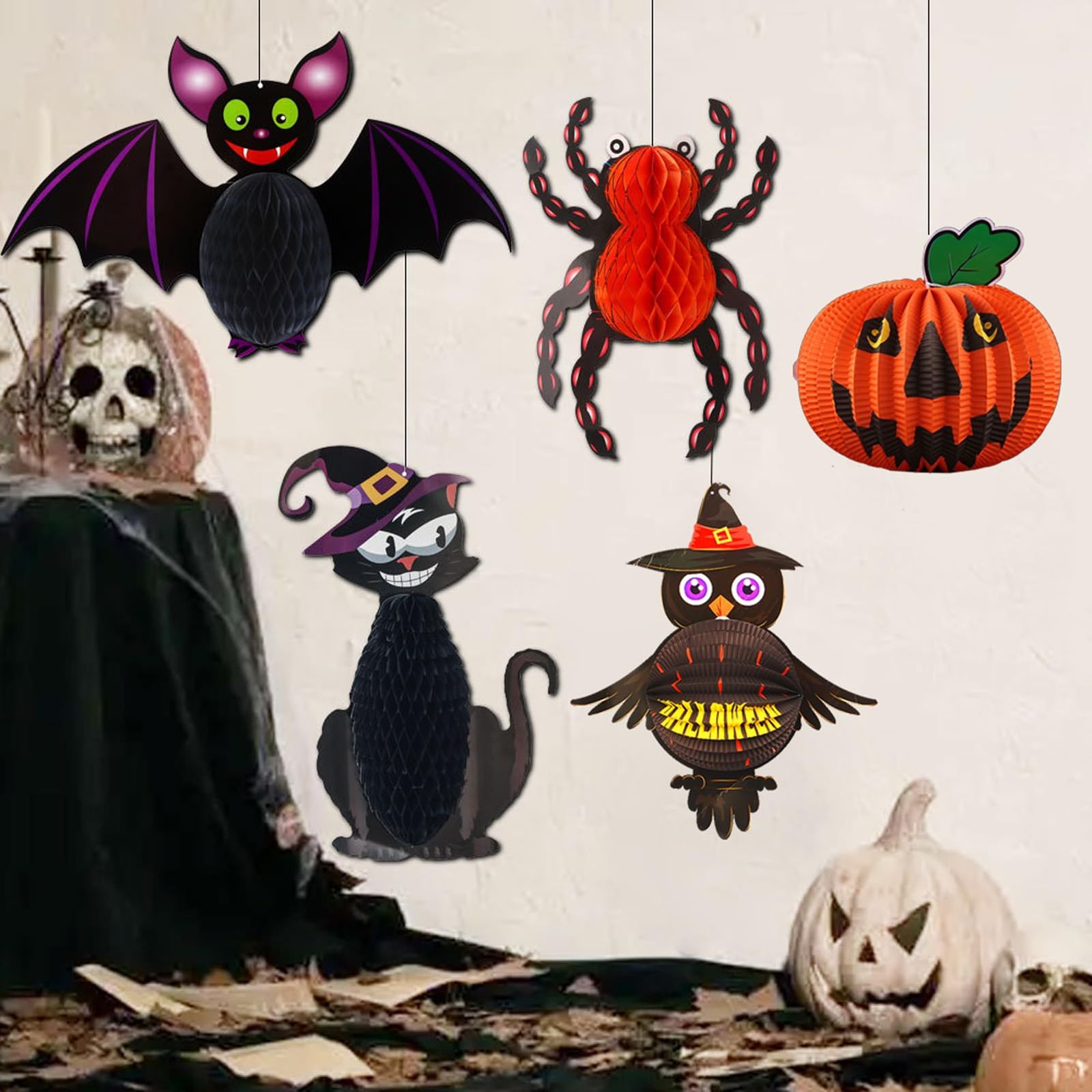 Haojiaho ハロウィン 飾り 吊り下げ 9点セット 立体 紙提灯 パーティー