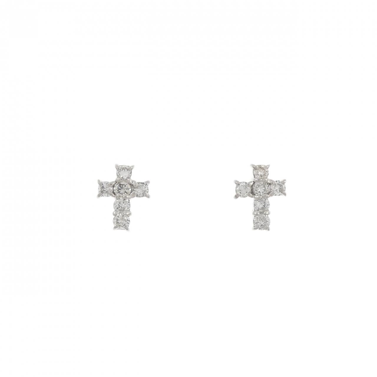 PT900 クロス ダイヤモンド ピアス 0.24CT