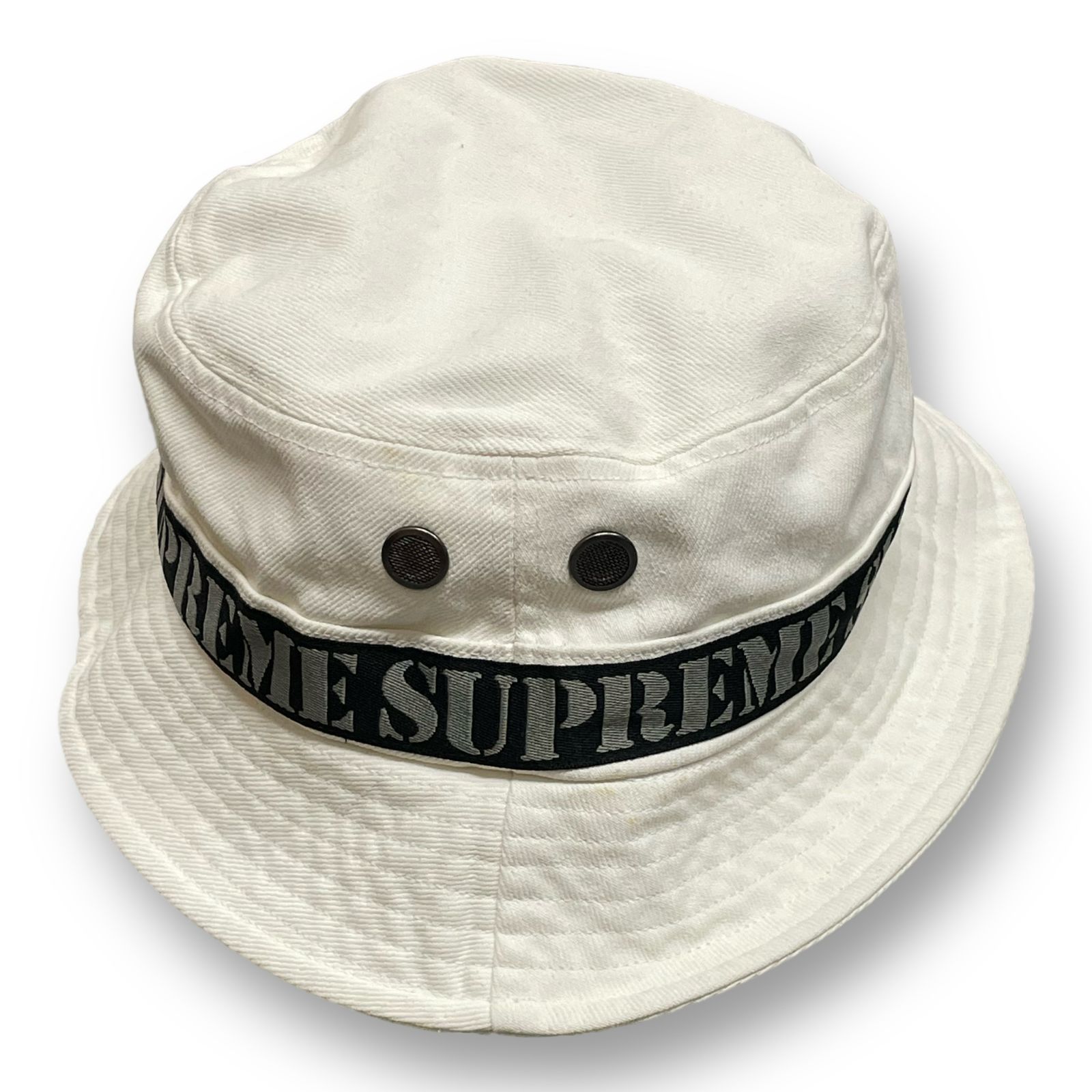 正規 SUPREME 23SS stencil webbing boonie バケットハット 帽子 シュプリーム ホワイト M L 55041A