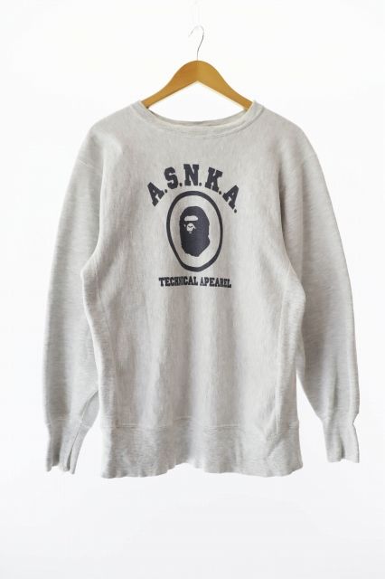 アベイシングエイプ A BATHING APE 初期 A.S.N.K.A. TECHNICAL APEAREL CHAMPION REVERSE WEAVE テクニカル エイプリル チャンピオン リバース ウィーブ スウェット トレーナー L 250114 