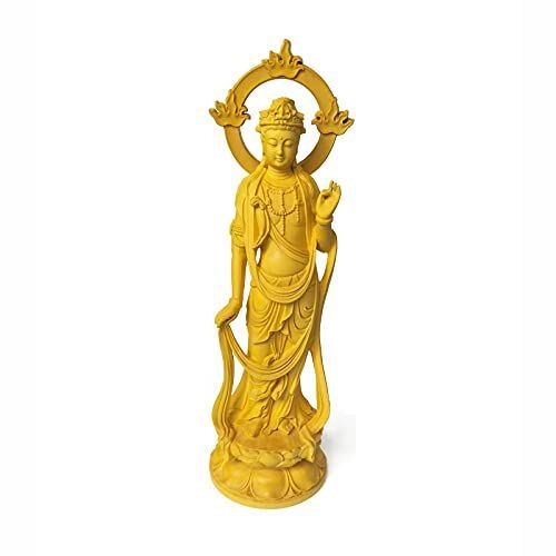 勢至菩薩像 7.2寸 高級天然ツゲ木彫り 立像 木製仏像 仏教美術品