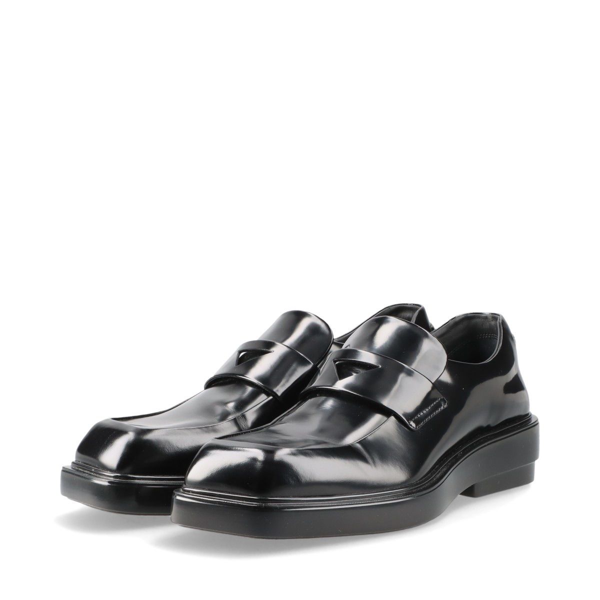 PRADA プラダ トライアングルロゴ ブラッシュドレザー ローファー ブーツ 1D499N 完品