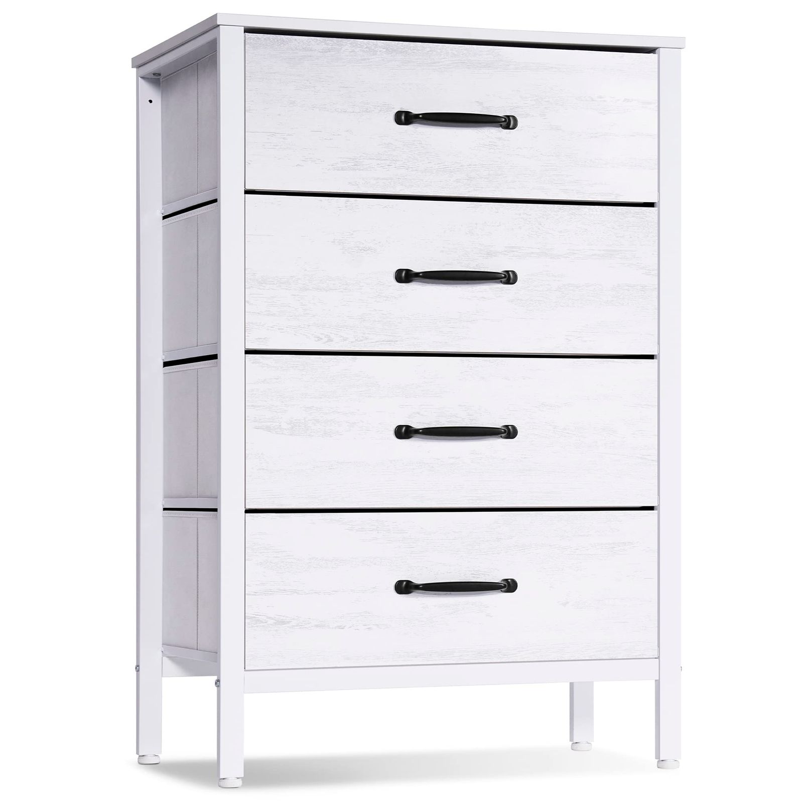 引き出し タンス オシャレ 4段チェスト 洋服収納 収納 リビング収納 掃除機が通れる北欧風 一人暮らし 幅62×奥行30×高さ105cm ホワイト LYNCOHOME 白