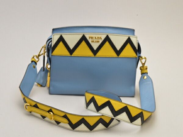 プラダ PRADA ショルダーバッグ エスプラナード レザー ブルー×マルチ 