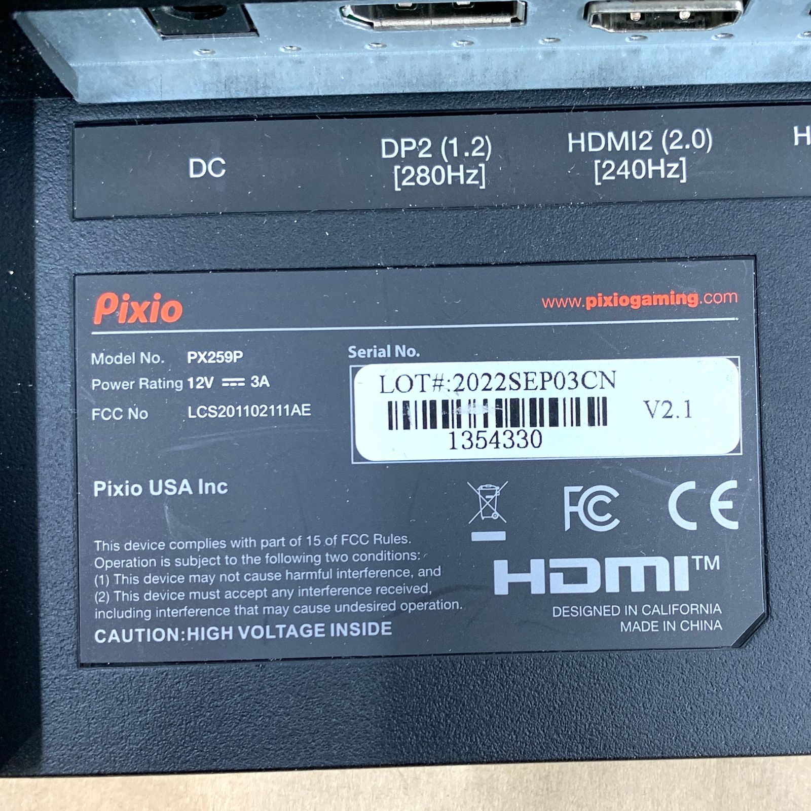 ジャンク品】 Pixio PX259P ゲーミングモニター 24.5インチ