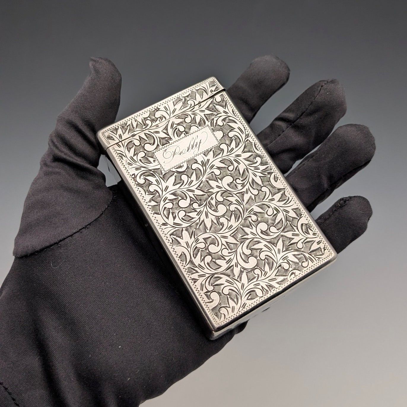20世紀初頭 米国アンティーク 純銀製 シガレットケース トランプケース 85g WWW_USTAUSTRALIA_COM_AU