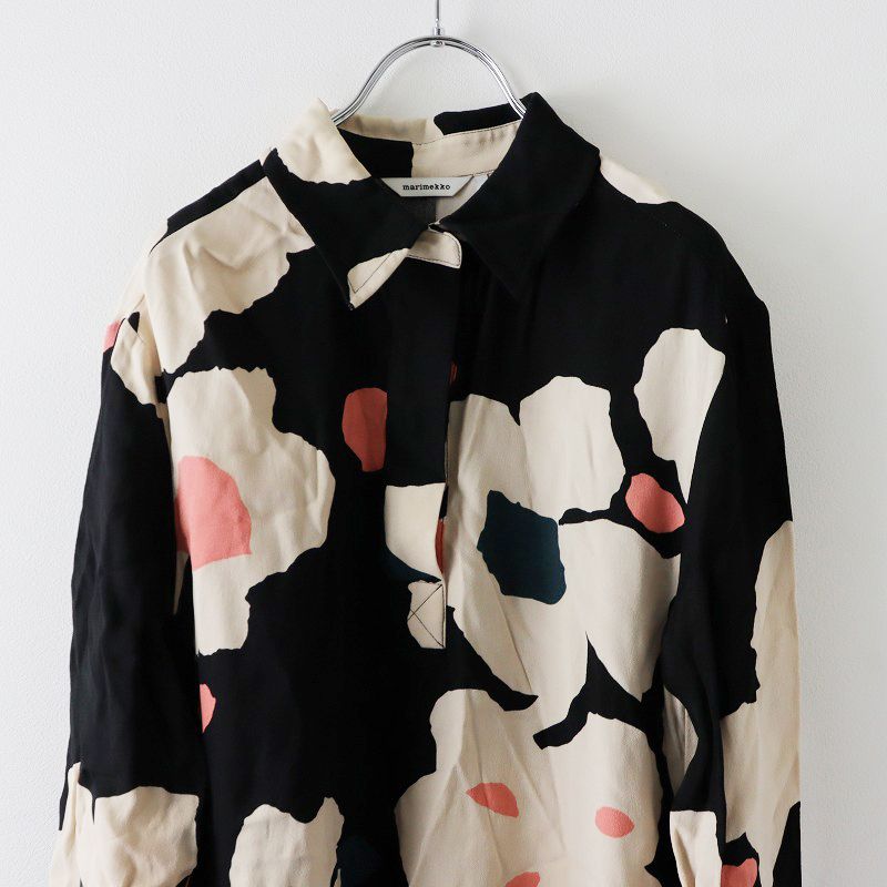 マリメッコ marimekko LIITO ARKUSSIINI シャツワンピース 36/ブラック  