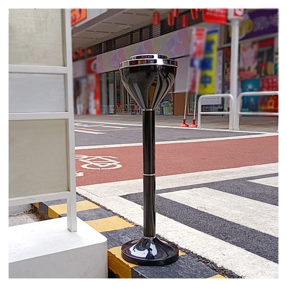 スタンド 灰皿 ふた付、ふた付き煤柱固定灰皿防風消煙柱、屋外ホテル喫茶店用 XJJUN (Color : Black Size