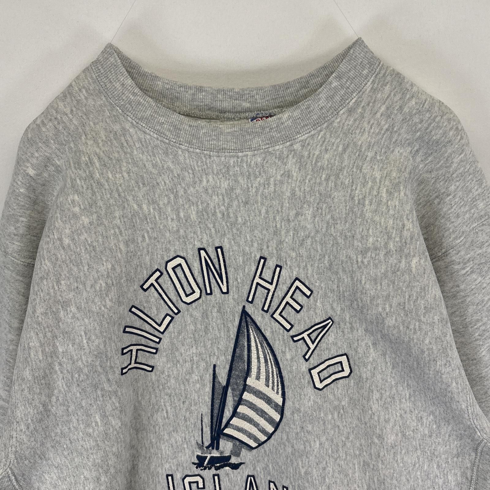 90sヴィンテージUSA製古着SOFFEリバースウィーブNAVYプリントスエット 古着 90's/90年代 ソフィー SOFFE USA製 スウェット リバース
