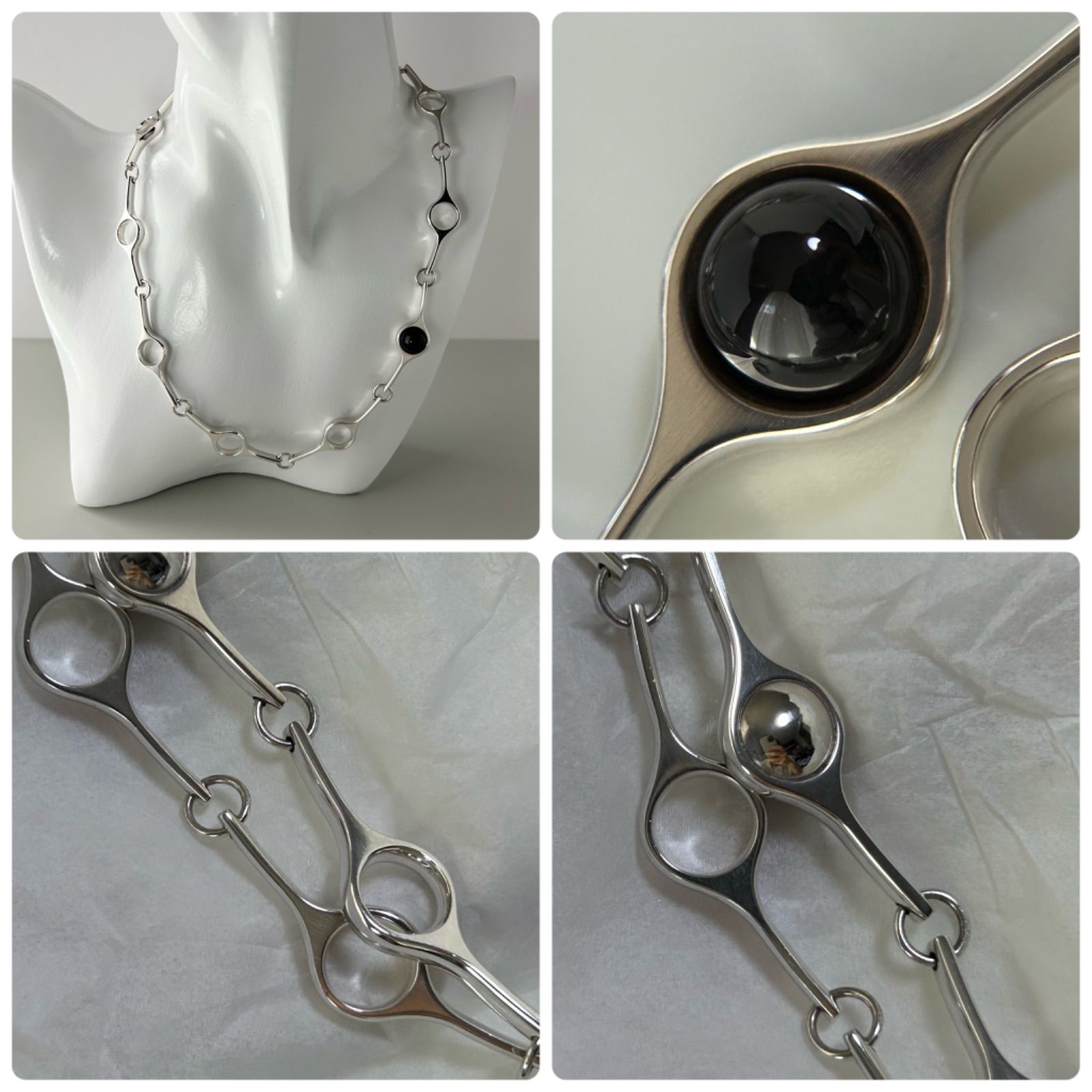 大人気　ジョージジェンセン　ブラック　ストーン　ネックレス　メンズ　シルバー Georg Jensen ジョージジェンセン ネックレス ヘリテージ 1989